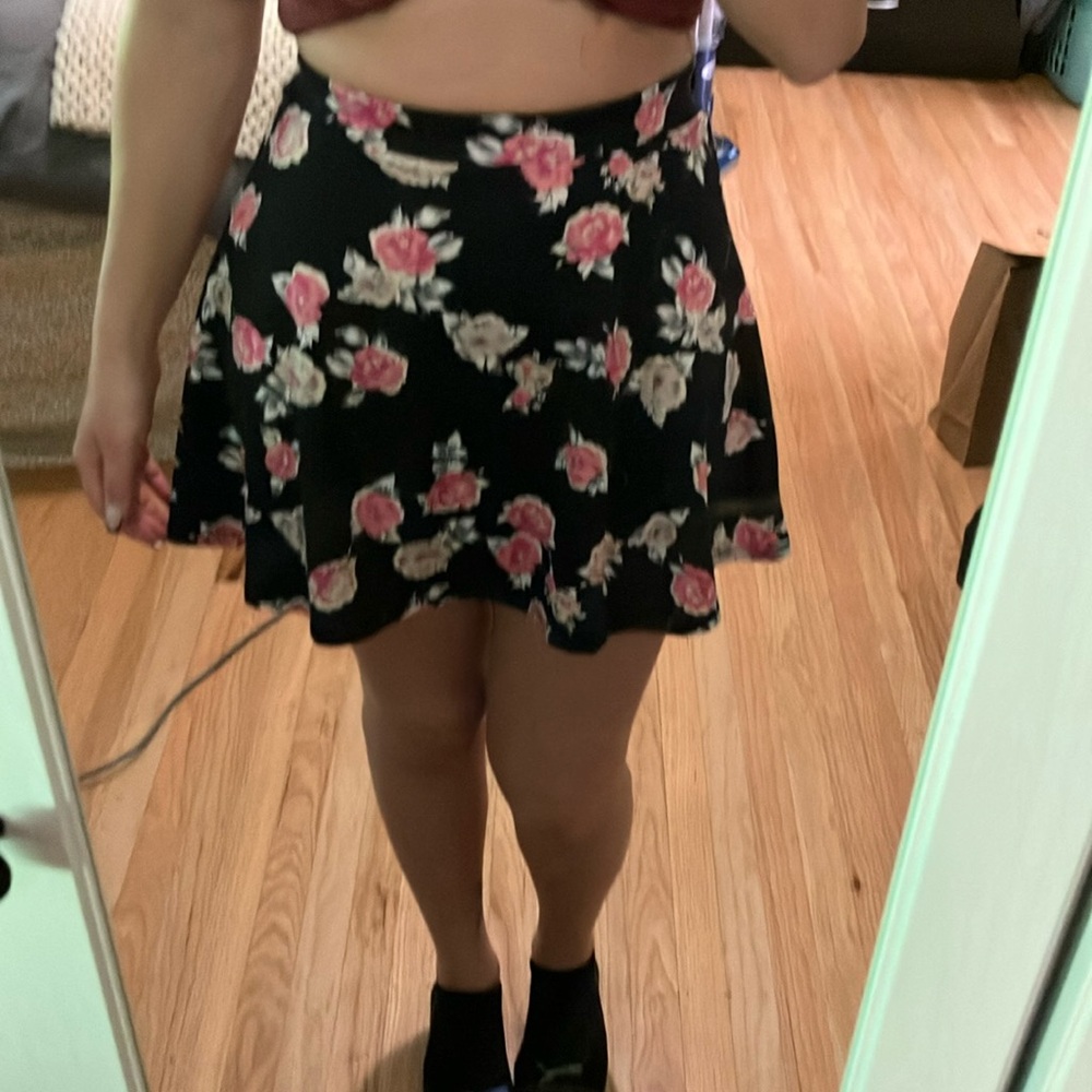 Floral Black Skirt
